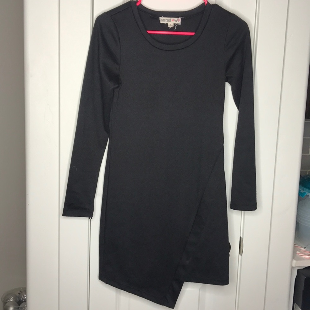 Asymmetrical black long sleeve dress